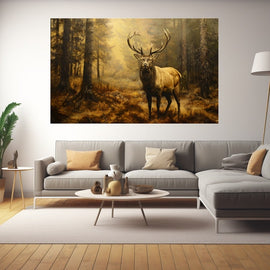 Peinture Cerf dans la Forêt, art mural décoration nature