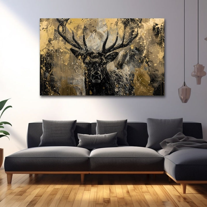 Peinture Cerf Moderne, art mural décoration nature