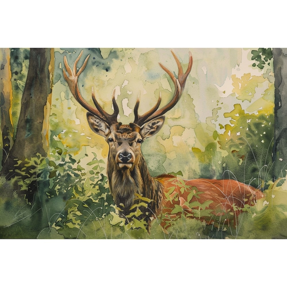 Peinture Cerf Couleur, art mural décoration nature