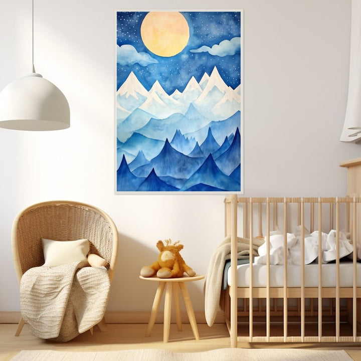 Peinture Chambre Bébé Garçon Montagne, art mural décoration nature