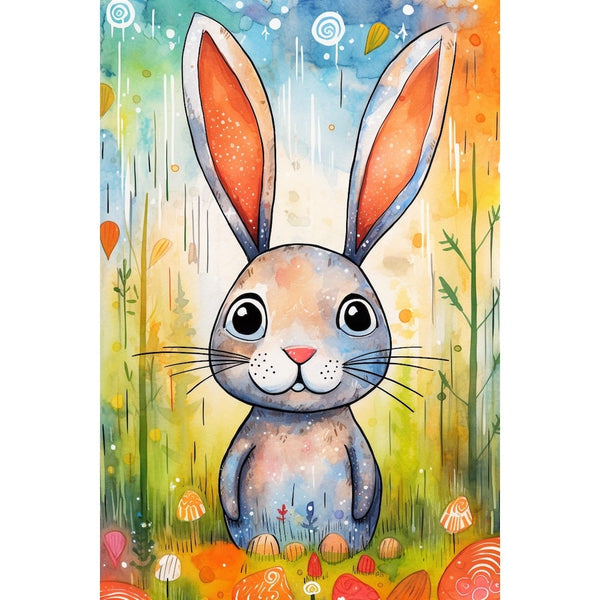 Tableau Peinture Chambre Bébé Lapin Couleur, art mural décoration nature