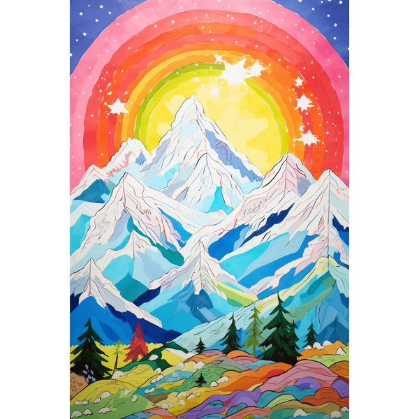 Peinture Montagne Chambre Enfant, art mural décoration nature
