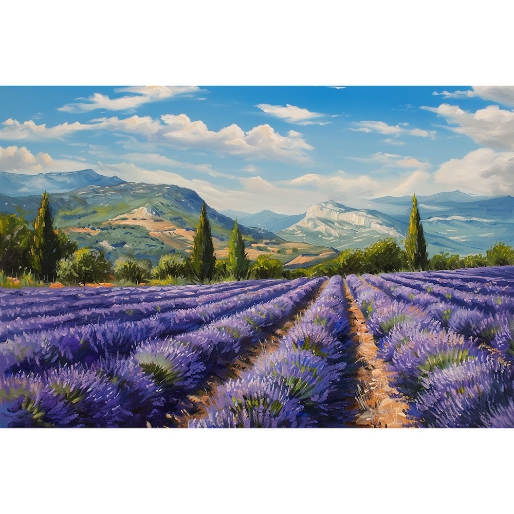 Peinture Champs de Lavande Provence, art mural décoration nature