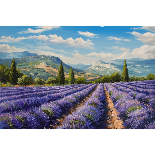 Peinture Champs de Lavande Provence, art mural décoration nature