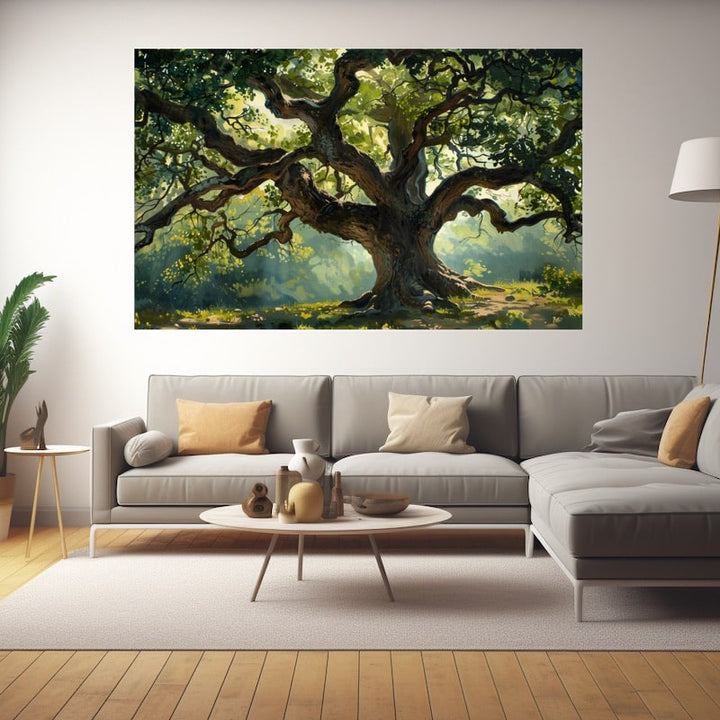 Peinture Chêne, art mural décoration nature