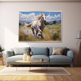 Cheval dans un Champ Fleuri, art mural décoration nature