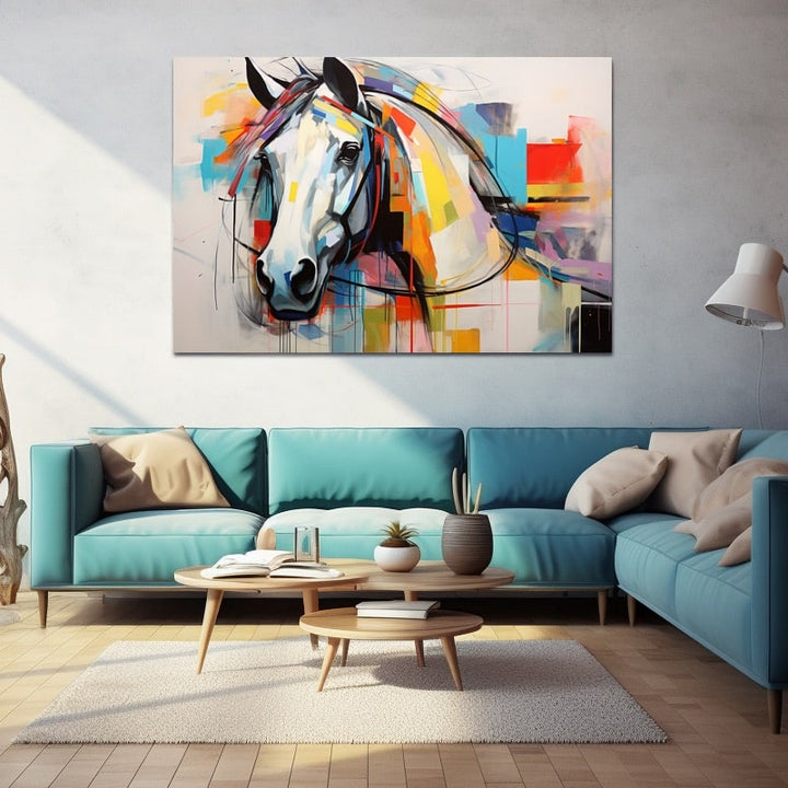 Peinture Cheval Abstrait, art mural décoration nature