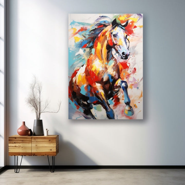 Peinture Cheval Contemporaine, art mural décoration nature