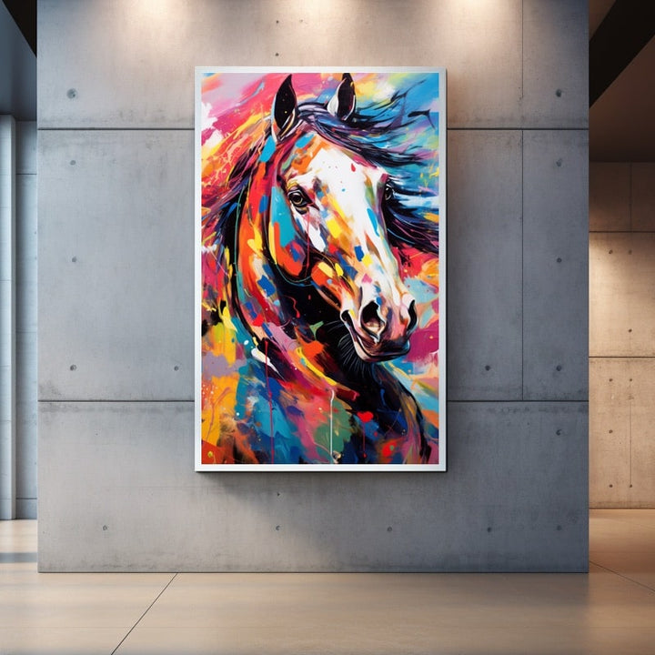 Peinture Cheval Couleur, art mural décoration nature