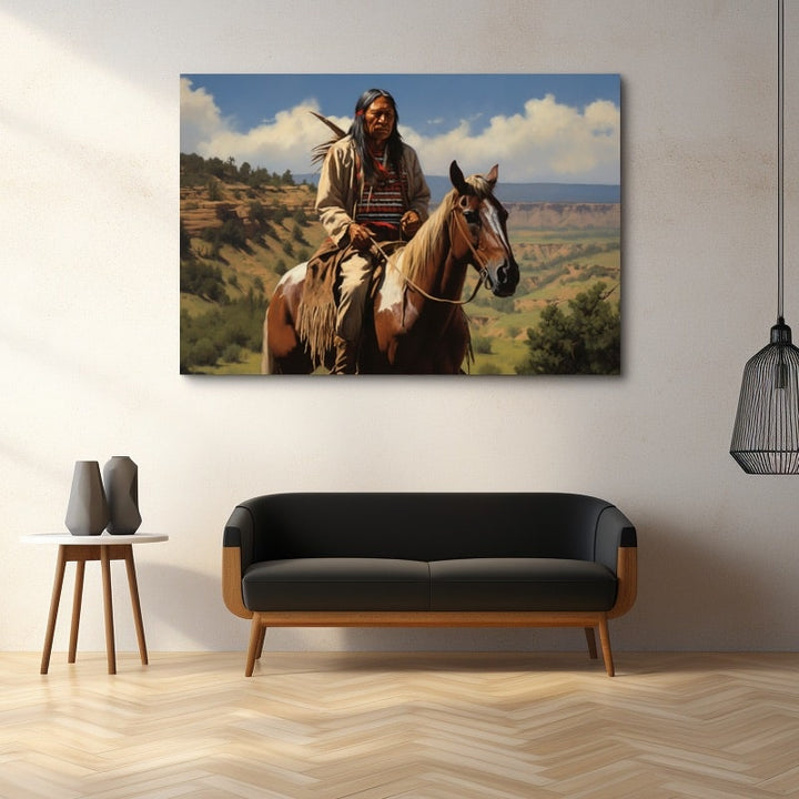 Peinture Cheval Indien, art mural décoration nature