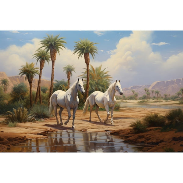 Peinture de Chevaux Arabes, art mural décoration nature