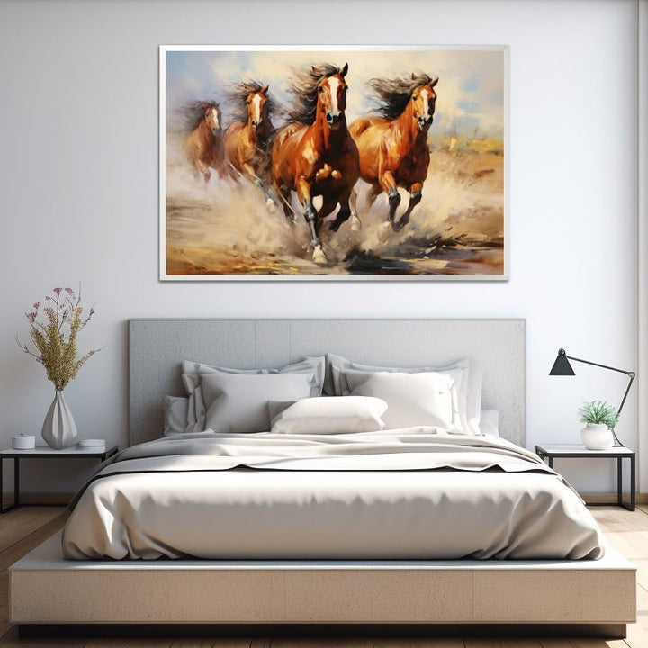 Peinture Chevaux Au Galop, art mural décoration nature