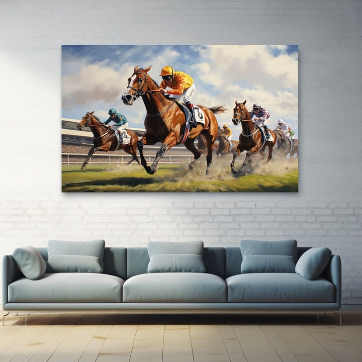 Peinture Chevaux de Course, art mural décoration nature
