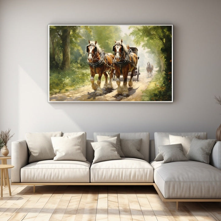 Peinture Chevaux de Trait, art mural décoration nature