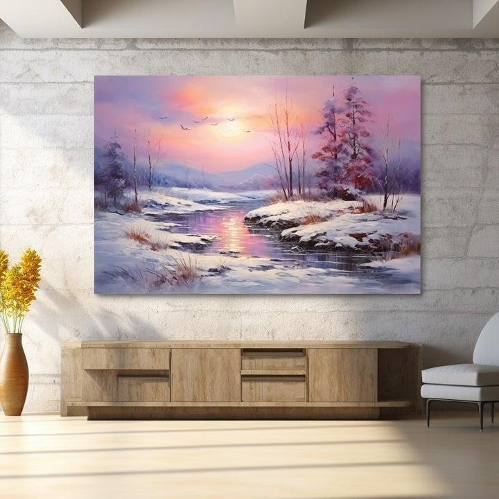 Peinture Ciel D'Hiver, art mural décoration nature
