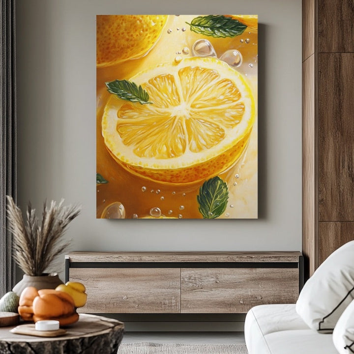 Peinture Citron, art mural décoration nature