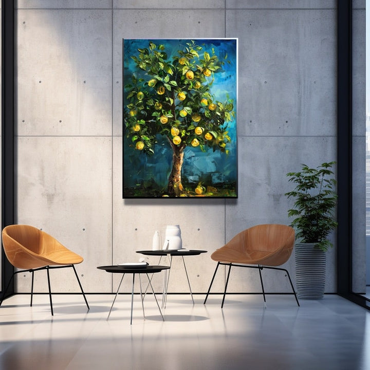Peinture Citronnier, art mural décoration nature
