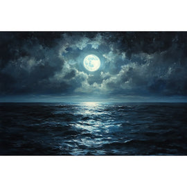 Peinture Clair de Lune sur la Mer, art mural décoration nature