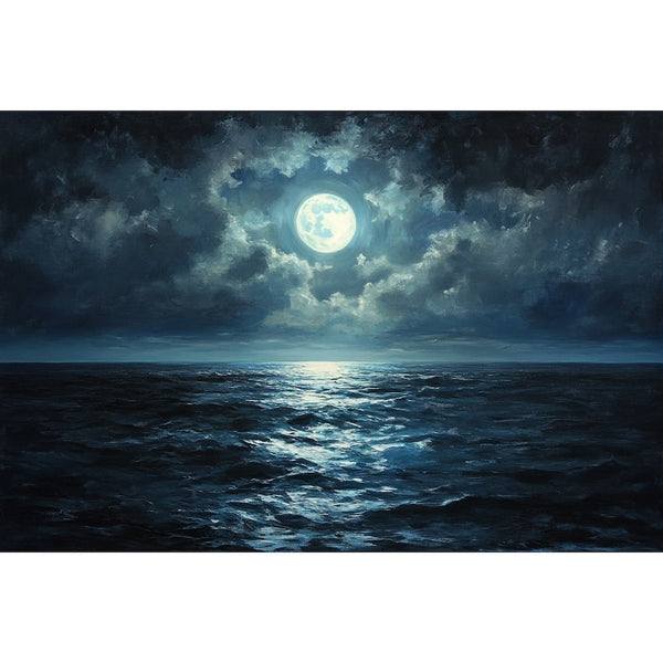 Peinture Clair de Lune sur la Mer, art mural décoration nature