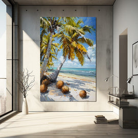 Peinture Cocotier, art mural décoration nature