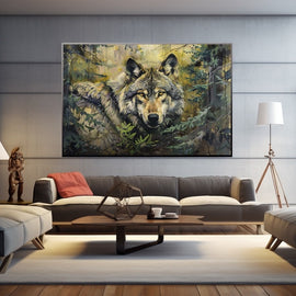 Peinture Contemporaine Loup, art mural décoration nature