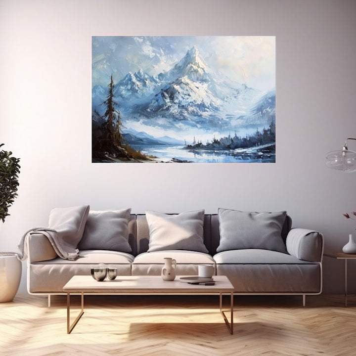 Peinture Contemporaine Montagne, art mural décoration nature