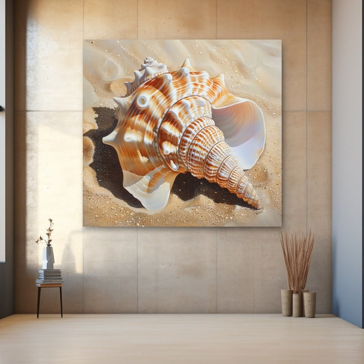 Peinture Coquillage de Mer, art mural décoration nature