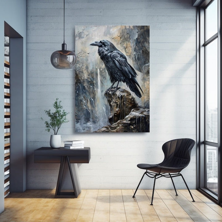 Peinture Corbeau, art mural décoration nature