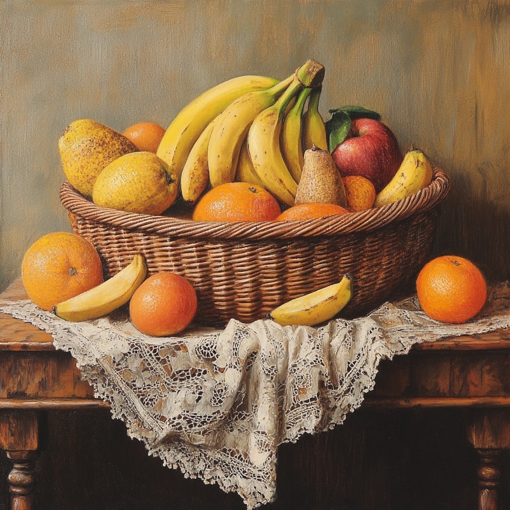 Peinture Corbeille de Fruits Nature Morte