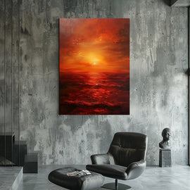 Peinture Coucher de Soleil Abstrait, art mural décoration nature