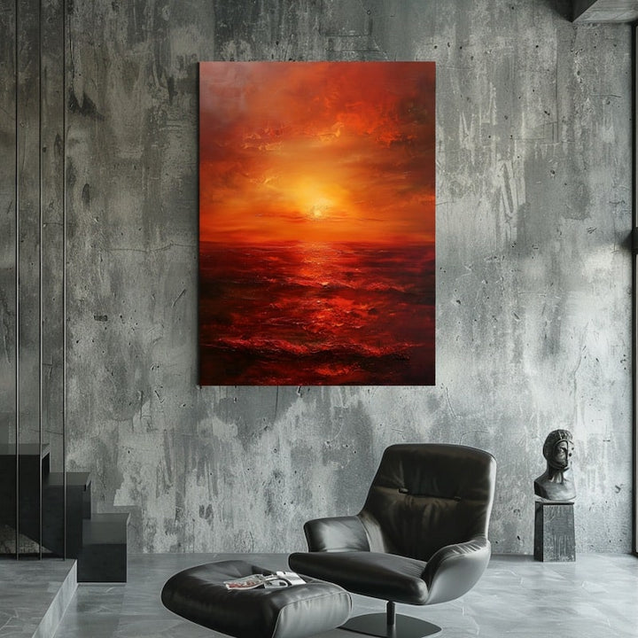 Peinture Coucher de Soleil Abstrait, art mural décoration nature