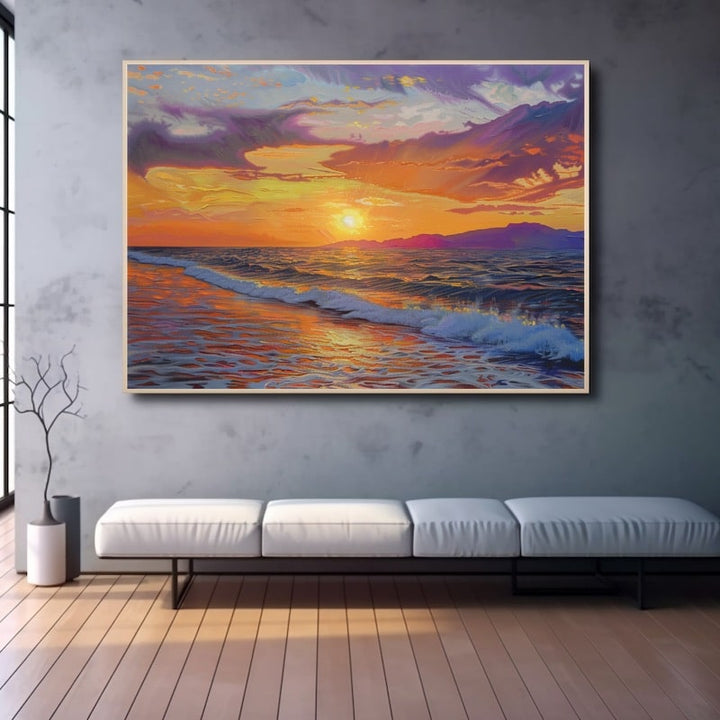Peinture Horizon Flamboyant, art mural décoration nature