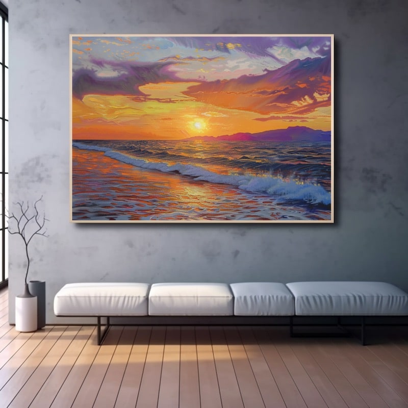 Peinture Coucher De Soleil Sur La Mer