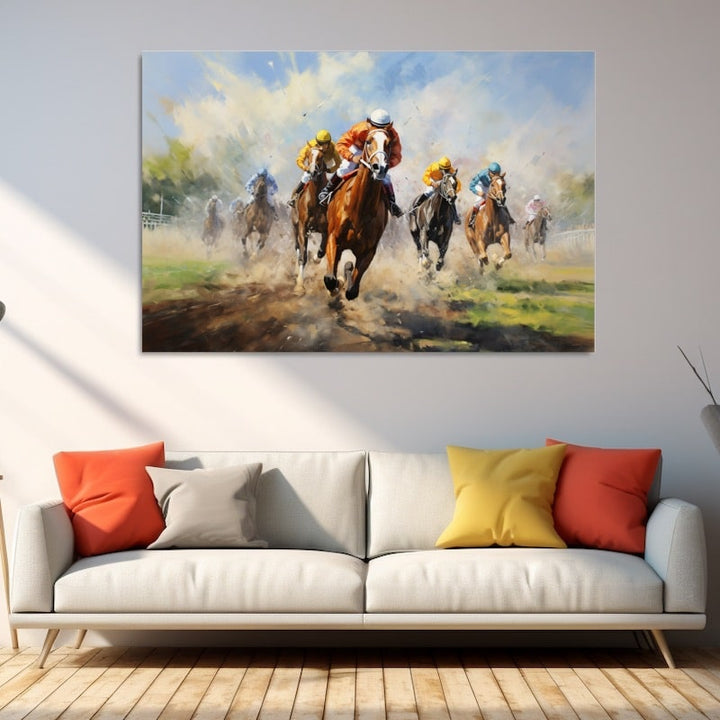 Peinture Peloton Lancé au Galop, art mural décoration nature