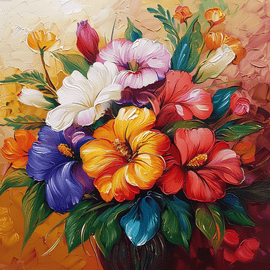 Peinture Au Couteau Fleurs Moderne, art mural décoration nature