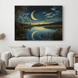 Peinture Croissant de Lune, art mural décoration nature