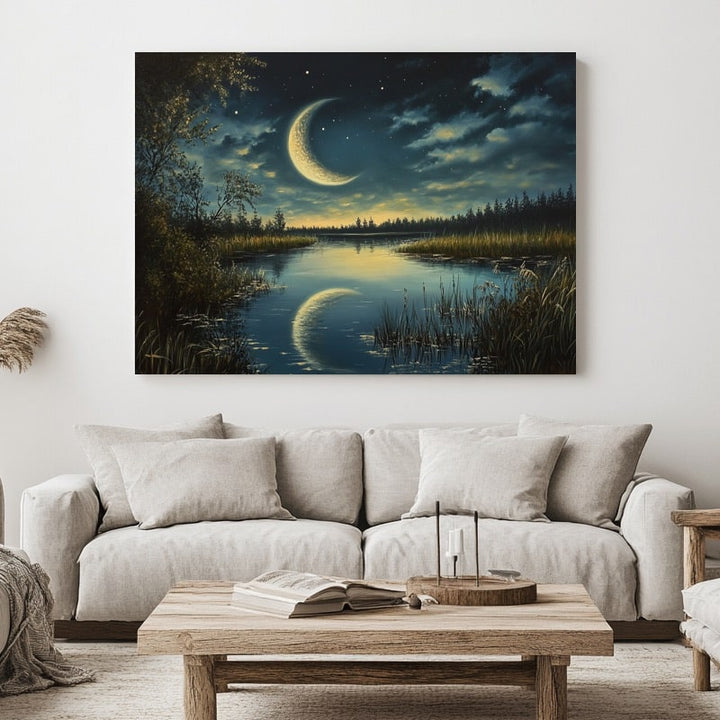 Peinture Croissant de Lune, art mural décoration nature