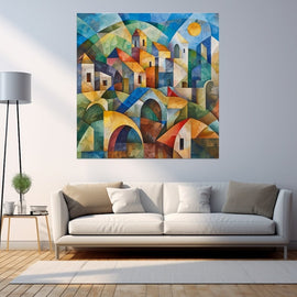 Peinture Cubisme Paysage, art mural décoration nature
