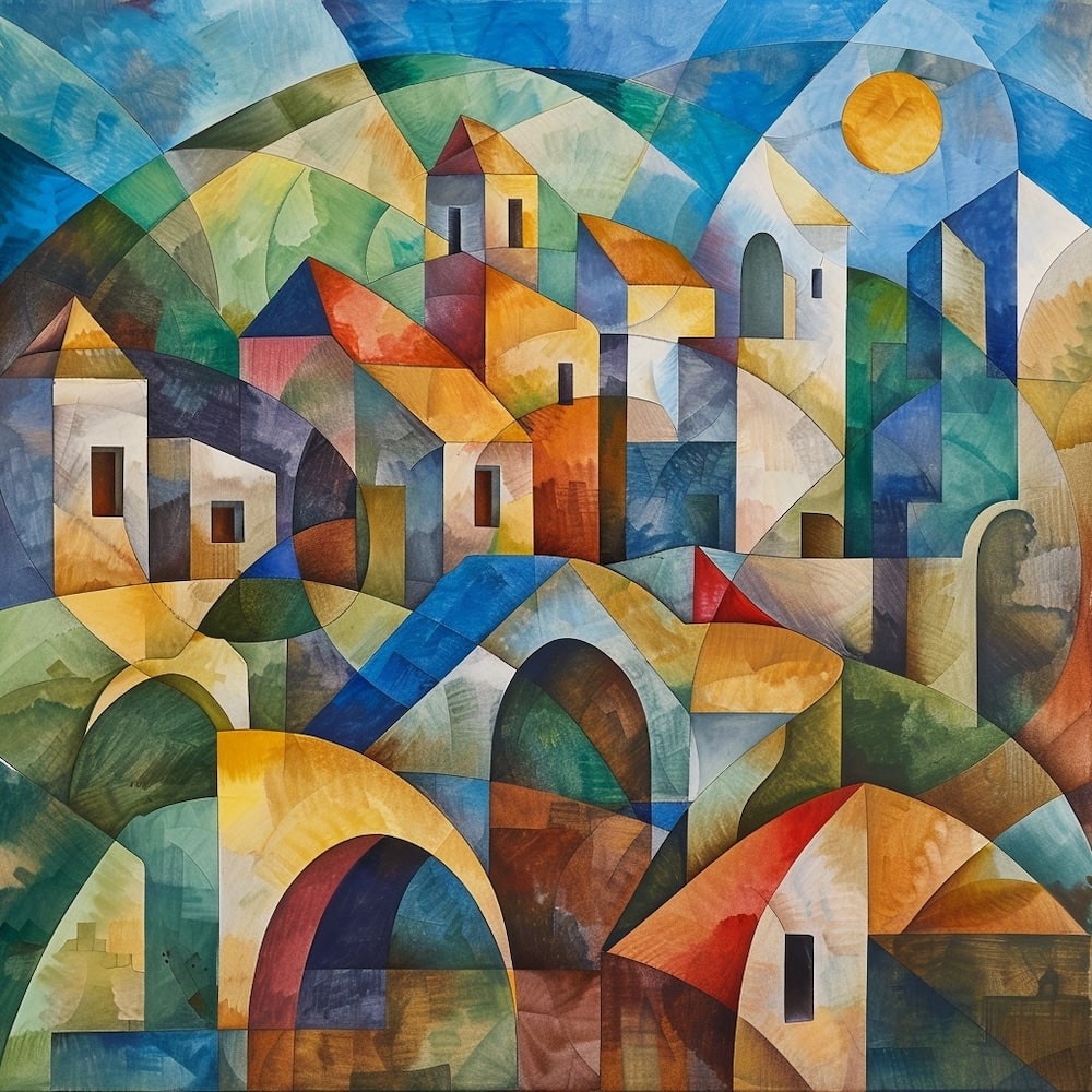 Peinture Cubisme Paysage, art mural décoration nature