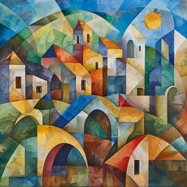 Peinture Cubisme Paysage, art mural décoration nature
