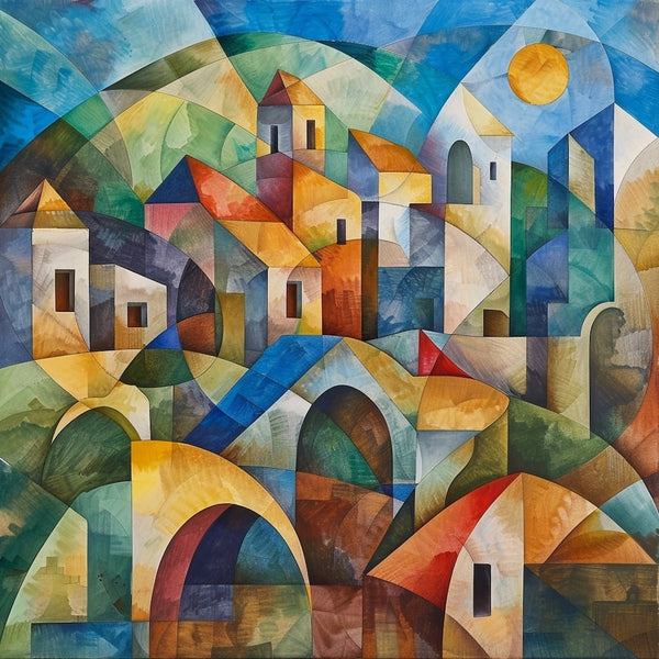 Peinture Cubisme Paysage, art mural décoration nature