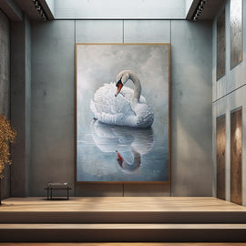 Peinture Cygne, art mural décoration nature