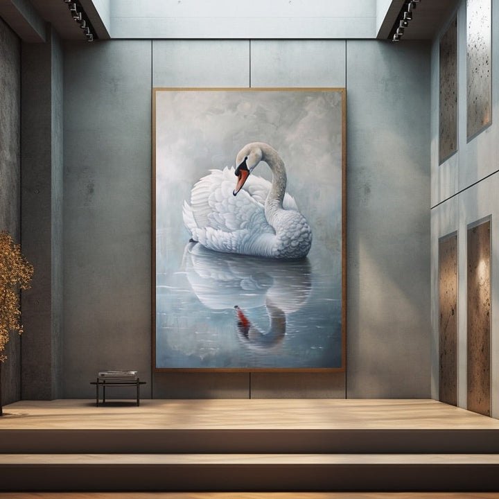 Peinture Cygne, art mural décoration nature