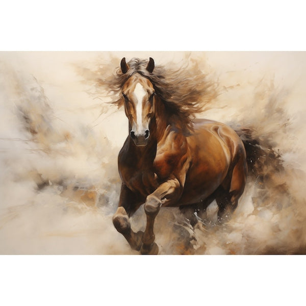 Cheval Lancé sur Fond Clair, art mural décoration nature