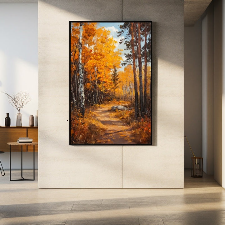 Peinture d'Arbres en Automne, art mural décoration nature
