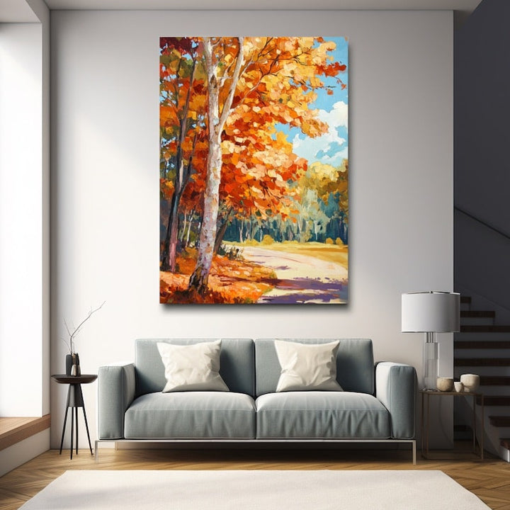 Peinture d'Automne, art mural décoration nature