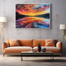 Peinture d'un Coucher de Soleil, art mural décoration nature