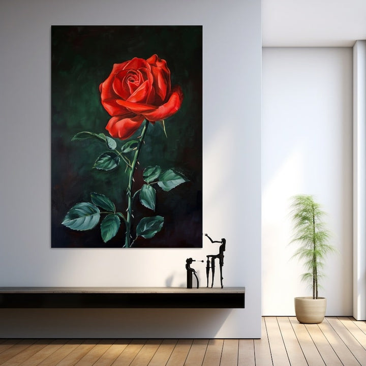 Peinture D'Une Rose, art mural décoration nature