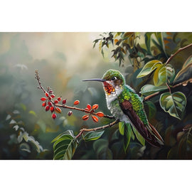 Peinture de Colibri, art mural décoration nature, vue 2