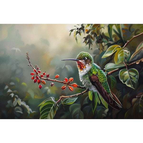 Peinture de Colibri, art mural décoration nature, vue 2